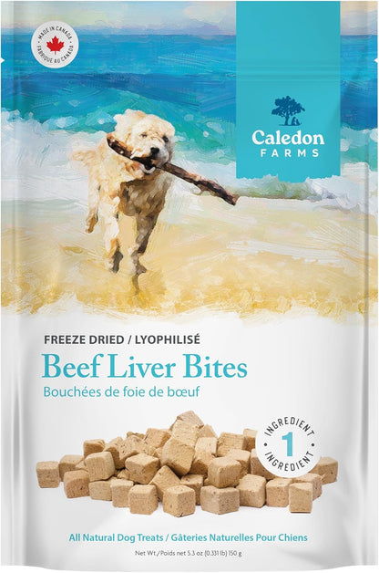 Caledon Farms Freeze Dried Beef Liver Bites Dog Treats, 150 Grams/5.3OZ