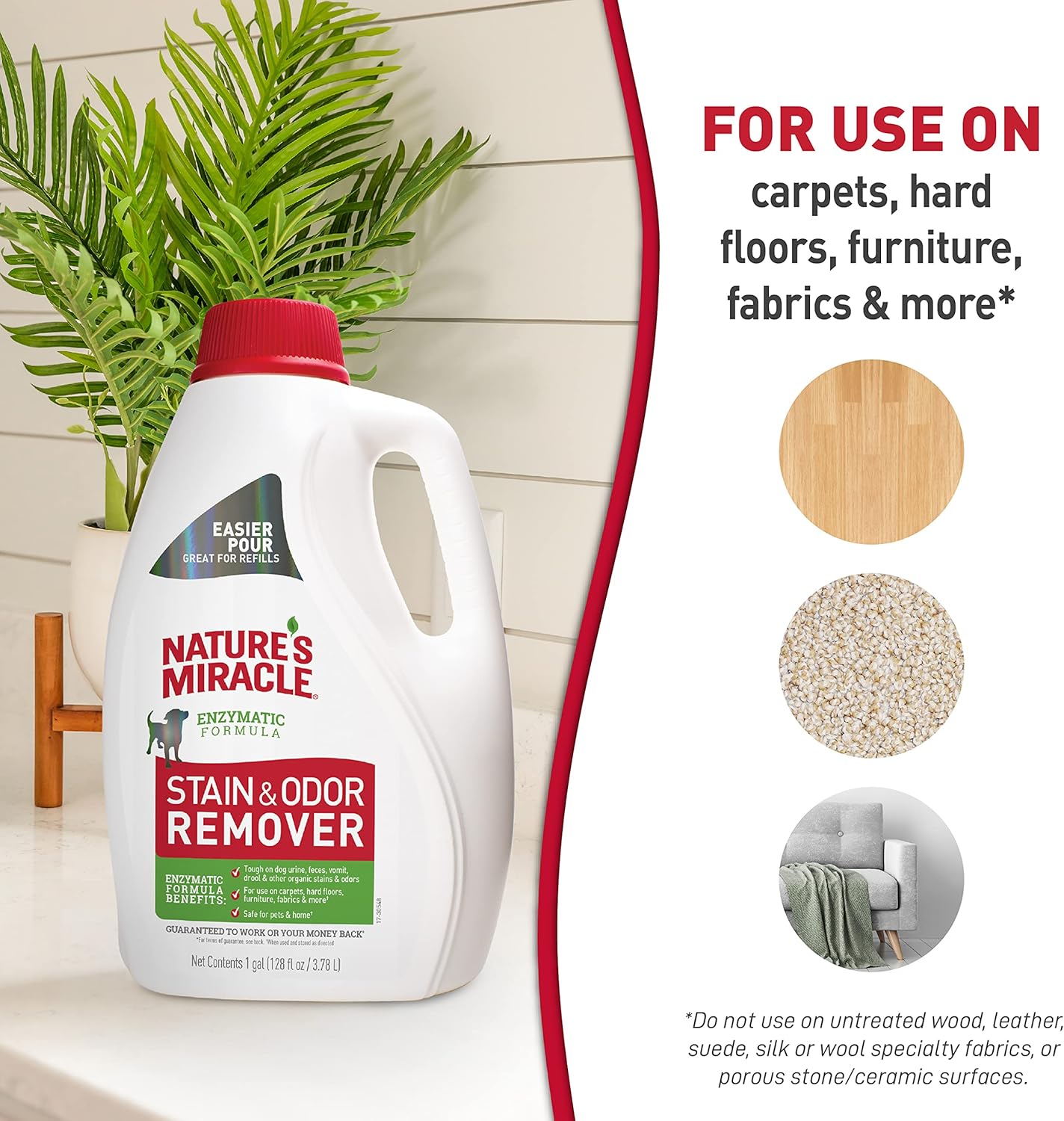 Nature’s Miracle® Stain & Odor Remover, Tough on Dog Urine, Feces, Vomit, Drool and Other Organic Stains and Odors, 1 Gallon