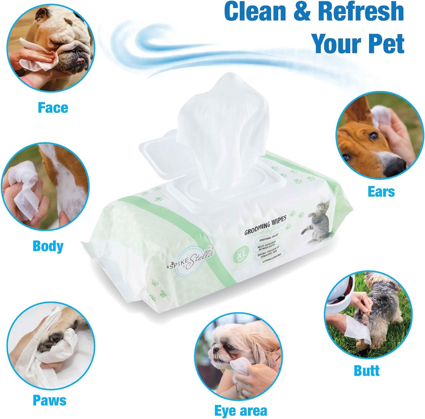 110 Pack Pet Grooming Wipes - Large & Extra-Large Sizes - Lavender, Aloe, & Unscented Variations - Hypoallergenic & Extra Durable - Perfect for Dogs & Cats, 8.6"x7.8"