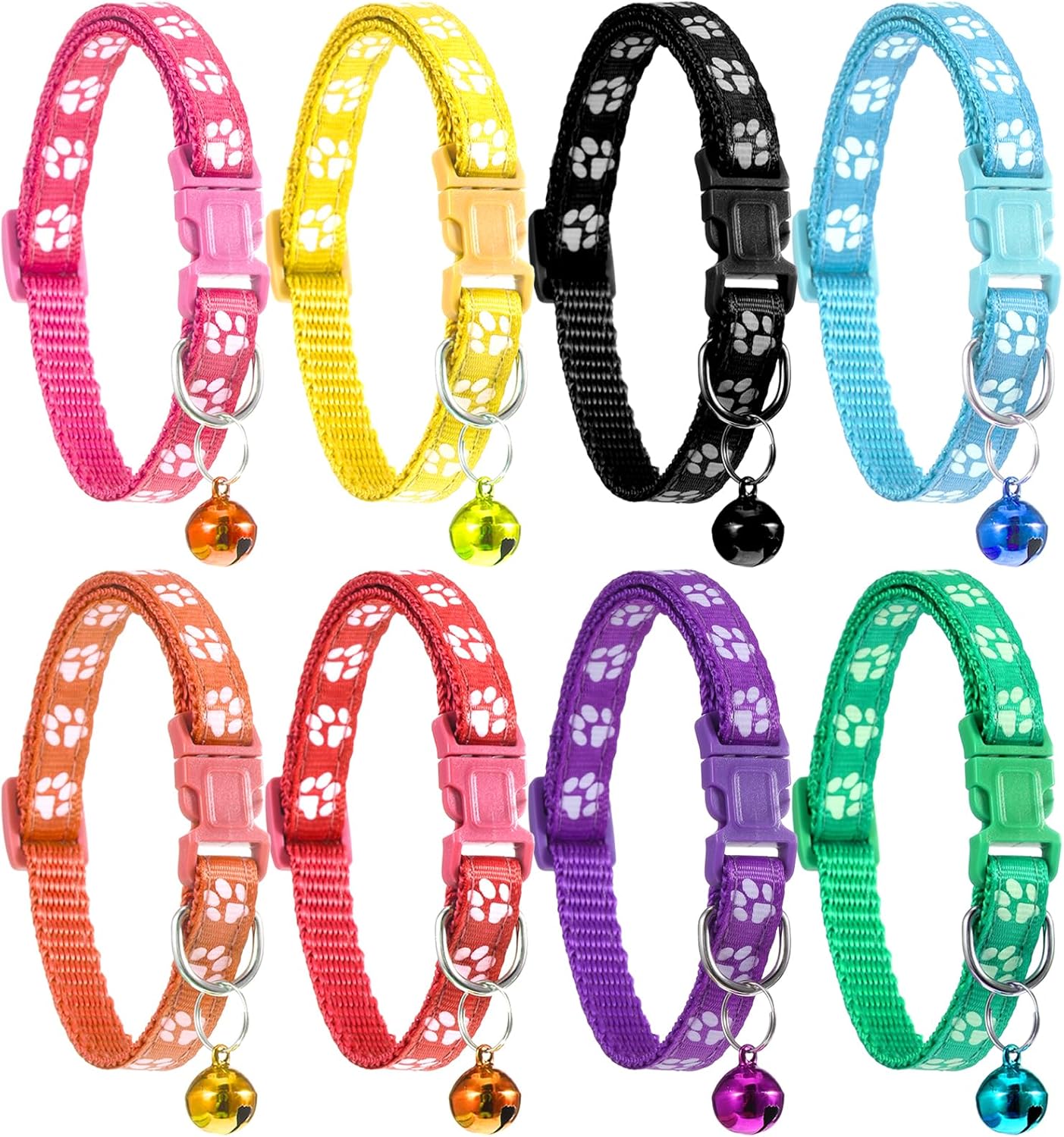 Giantree Puppy Collar with Bell, Puppy Whelping Collars, 8-Pack Basic & Reflective Cat Collars with Bells Colourful Adjustable Dog Collar for Small Pet Female Dogs Tiny Kitten Girls Animal