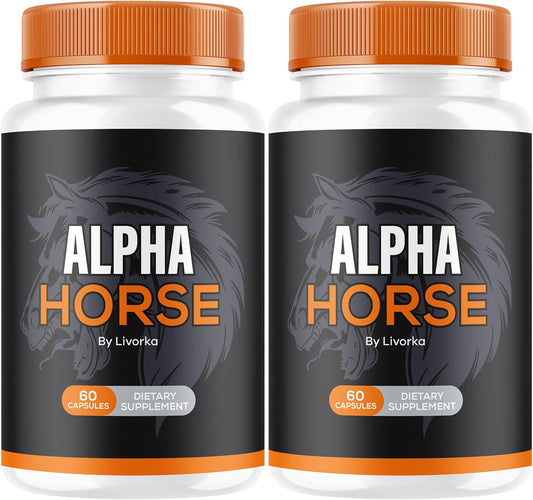 (2 Pack) Alpha Horse, Alpha Horse Pills for Men, Alpha Horse Capsules, Alpha Horse Supplement, Alpha Horse Vitamin All Natural Premium Formula, Alpha Horse Supplement Support, 120 Capsules for 2 Month