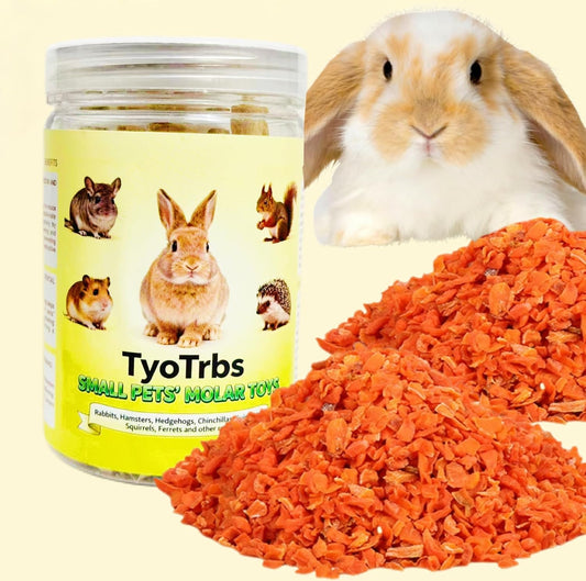 Freeze-Dried Carrot Granules Rabbit Chew Toys, Hamster & Gerbil Treats Bunny Treats Small Animal Molar Toys for Guinea Pig Hamster Bunny Chinchilla Gerbil, 200g / 7.05oz
