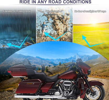 Dog Cat Carrier Crate Travel Bag + Driver Backrest Adjustable Quick Release Rider Backrest for Harley Road Glide Street Glide Electra Glide Road King