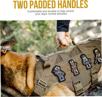 OneTigris No Pull Tactical Dog Harness for Medium Dog, Aire Mesh Dog Vest Harness, Breathable Military Molle Vests with Handles, Service Dog Vest for Walking Hiking Training (M, Brown)