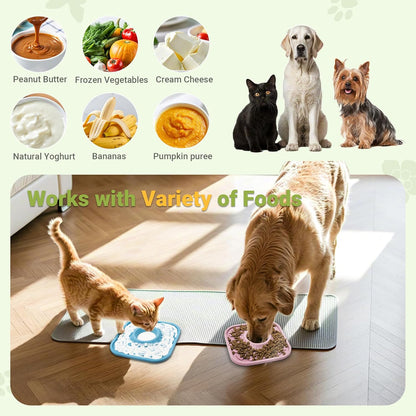 Silicone Volcano Lick Mat for Dogs with Suction - Dog Cat Lict Mat to Keep Them Busy - Puppy Lick Mat for Anxiety Relief (Blue and Yellow)