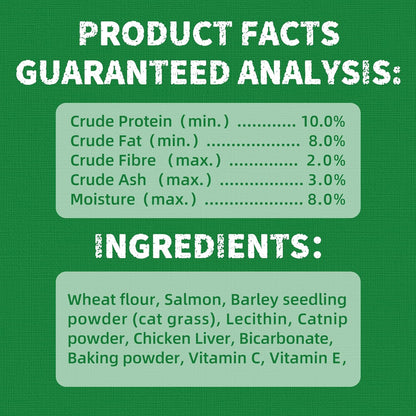 Just Try 13.4 OZ Cat Treats for Indoor Cats Hairball Control Natural Salmon Healthy Cat Grass Treats Kitten Snacks Training Biscuits Catnip for Cats Dental Care