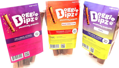 Beef Collagen Sticks for Dogs – 10 Pack - 6” Sticks - Healthy Dog Chew Treats with Probiotics – Natural, Rawhide-Free, Long-Lasting – Bully Stick Alternative Made in USA (Unflavored)