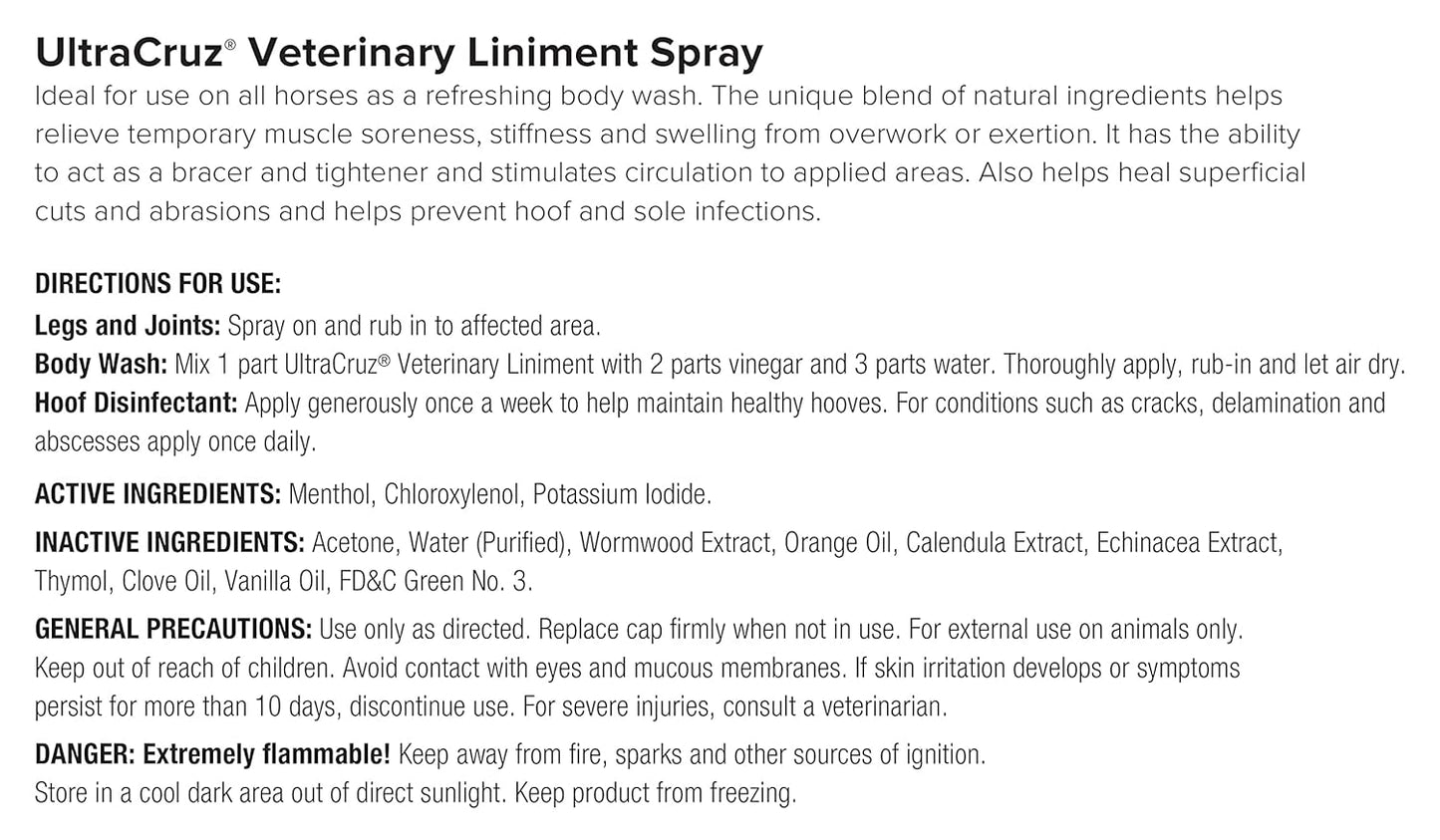 UltraCruz Veterinary Liniment Spray for Horses, 16 oz,sc-395404 (Pack of 2)
