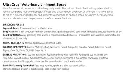 UltraCruz Veterinary Liniment Spray for Horses, 16 oz,sc-395404 (Pack of 2)