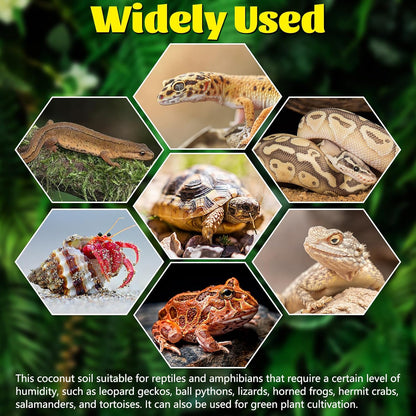 Hamiledyi Reptile Coconut Fiber Substrate Lizards Breathable Coconut Soil Tortoise Habitat Substrate Terrarium Bedding for Snake, Bearded Dragon, Gecko, Horned Frog, Hermit Crab, Tarantulas (2Pack)