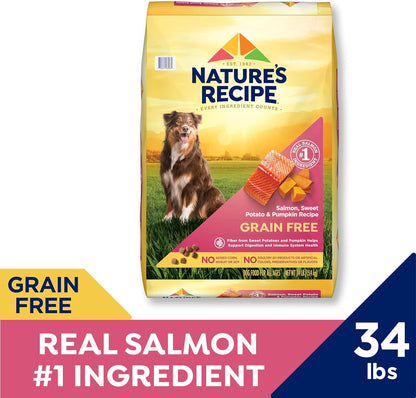 Nature's Recipe Grain Free Dry Dog Food, Salmon, Sweet Potato & Pumpkin Recipe, 34 lb. Bag
