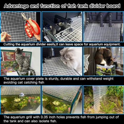 Adjustable Aquarium Fish Tank Divider Filter Bottom Plastic Grid Fish Tank Isolation Board Egg Crate Tray(White, 2pcs 11.8X11.8Inch with 0.35Inch Hole)