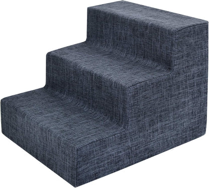 Best Pet Supplies Dog Stairs & Steps - Foam Steps for Small Dogs & Cats, Non-Slip Indoor Balanced Pet Step Support, Dog Ramp, No Assembly, Dark Gray Linen, 3-Step (13.5-inch Height)