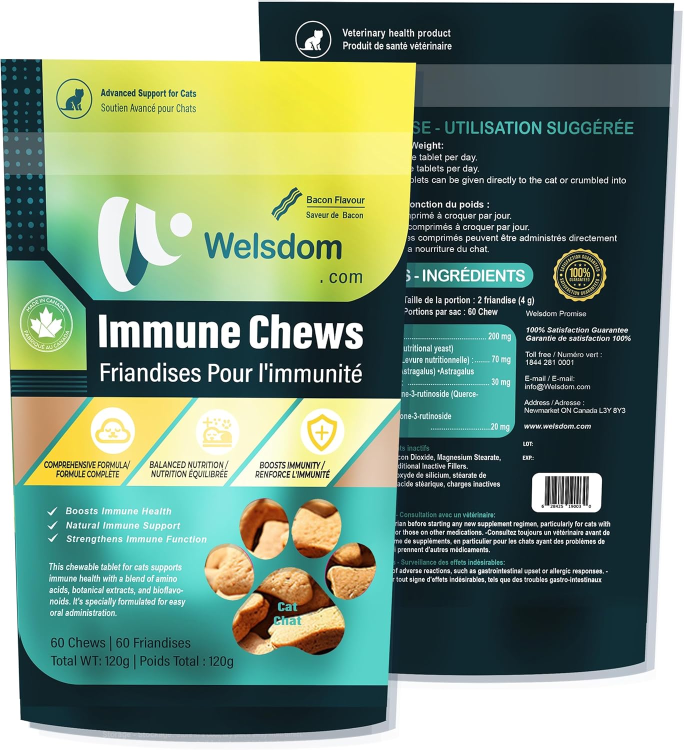 Pets Cat Immune Chews - 60 Count | Immune System Support for Cats | Antioxidant-Rich Formula with Essential Nutrients