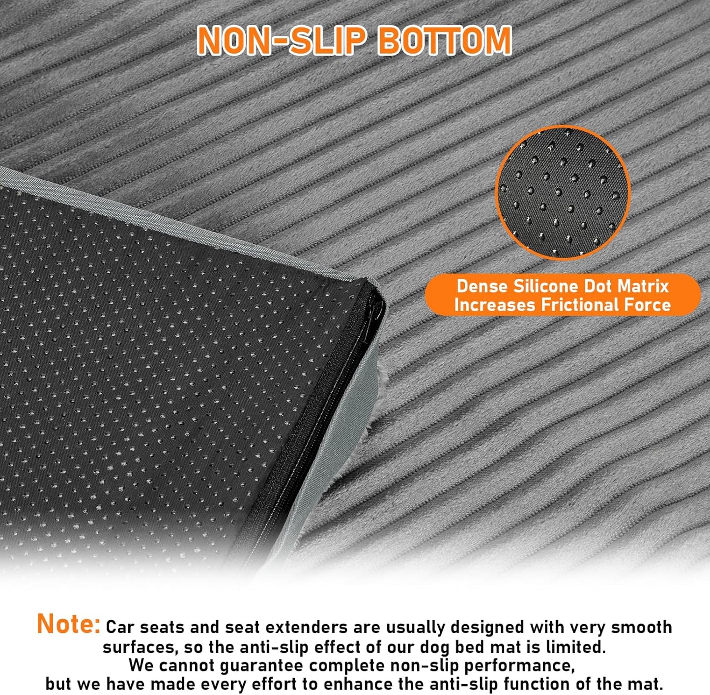 Dog Bed Mat for Car Backseat,Colewin Non-slip Waterproof Car Seat Mat for Dogs&Pets with 2-Inch Thick Foam & Easy Clean Dog Pad Cover Suitable for Travel,Camp,Home,NOT Include Extender(23.5x51in,Grey)