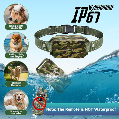 Shock Collar for Dogs, 2 Dogs Training Collar, 4500 FT Waterproof Bark Collar, Rechargeable Electric Collar with Recording & Calling & Vibration & Shock for All Breeds (Camo)