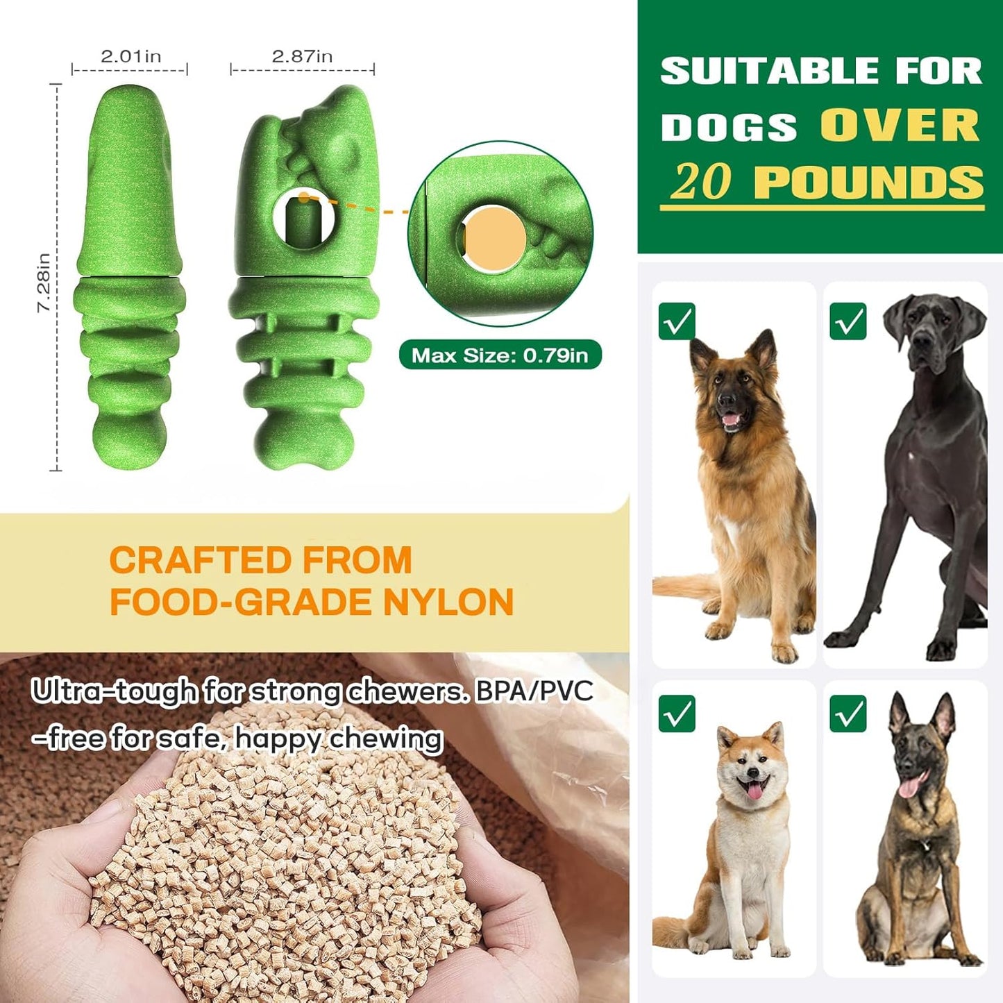 Bully Stick Holder for Dogs - Anti Choking Device for Large & Medium Dogs, 3-in-1 Durable Chew Toy with Peanut Butter Grooves, Durable Dog Toys for Aggressive Chewers