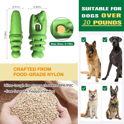 Bully Stick Holder for Dogs - Anti Choking Device for Large & Medium Dogs, 3-in-1 Durable Chew Toy with Peanut Butter Grooves, Durable Dog Toys for Aggressive Chewers