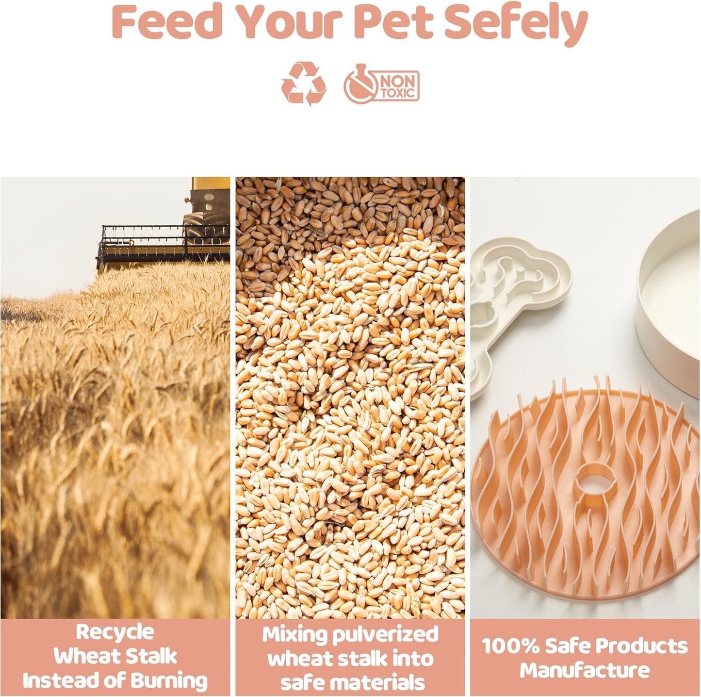 Puzzle Feeder Slow Feeder Dog Bowl for Large Dogs with Non-Slip Base - Adjustable Speed Design, Removable Puzzle Inserts & Dishwasher Safe, Pink