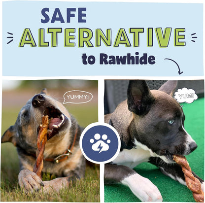 Pawstruck Natural 9" Braided Bully Sticks for Dogs - Long Lasting Rawhide Free Low Odor Single Ingredient Chew Treat for Aggressive Chewers - 1lb Bag