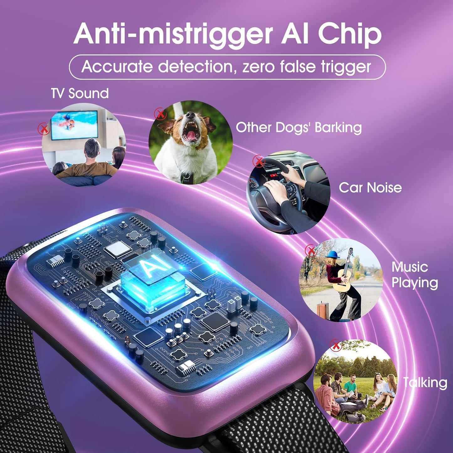 Smart Dog Bark Collar, Automatic Stop Bark Collar for Large, Medium, Small Dogs, Safe & Humane Barking Collar with Beep, Vibration & 7 Adjustable Sensitivity, Anti Barking Device IP67 Waterproof