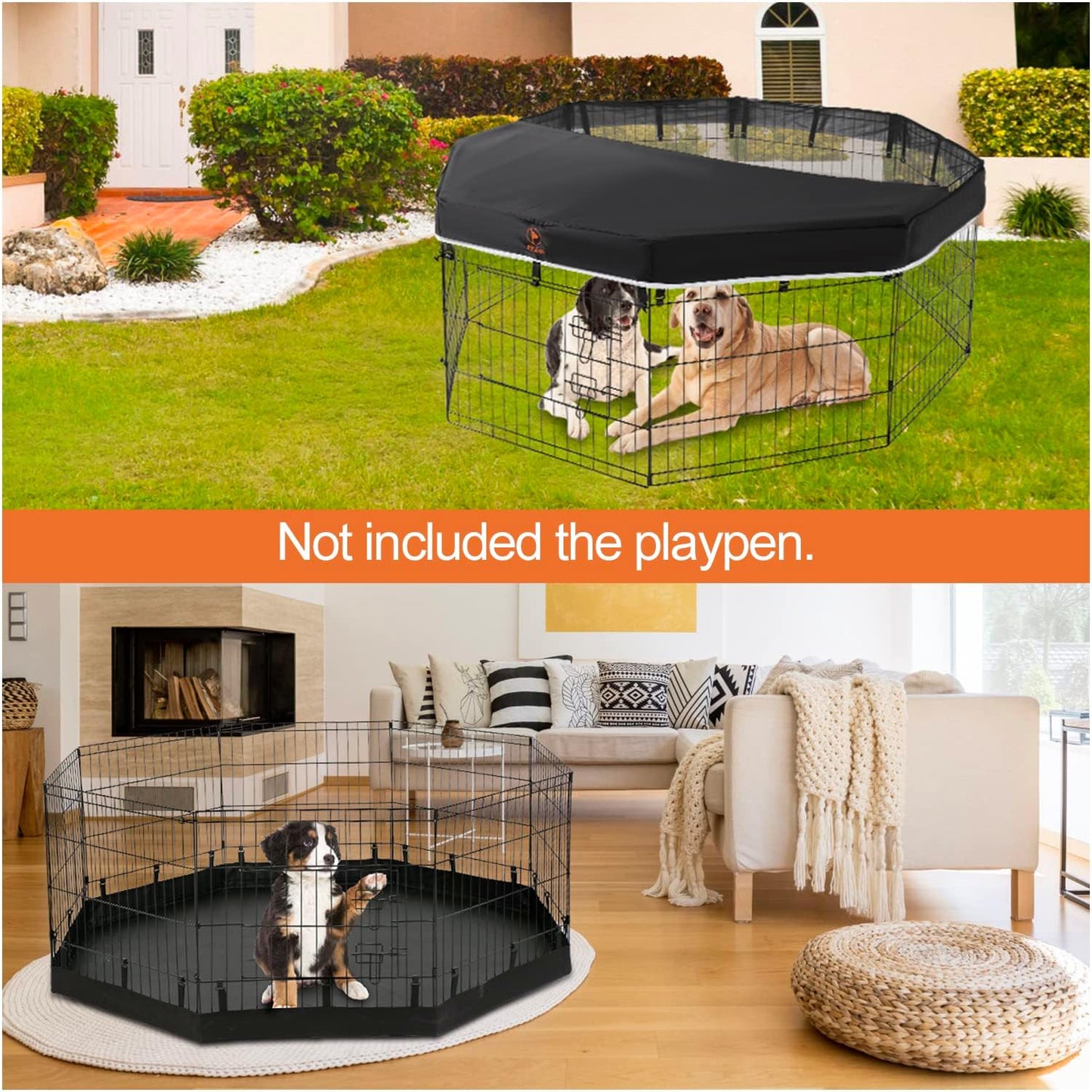 PJYuCien Mesh Top Cover - Fits 8 Panels 24 Inch Width Plastic/Metal Pet Pen Octagonal Dog Playpen (Note: Only Pen Top Cover, NO PLAYPEN)