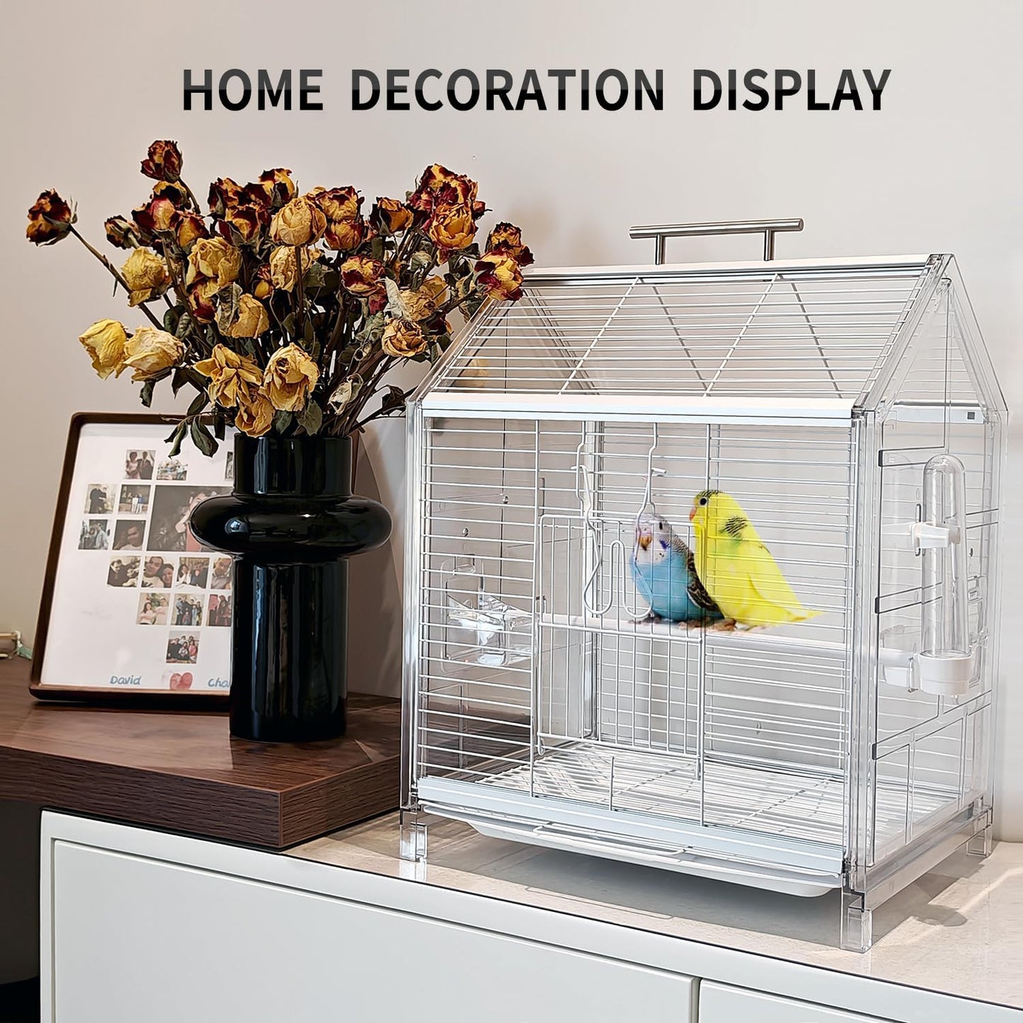 20.5 inch Small Bird Cage, Parrot Cage, Portable Bird Carrier, Travel Carrier Cage for Home, Outing, Pet Clinic, Temporary Placement, for Small Medium Birds(White)
