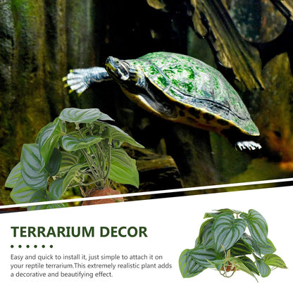 BESTonZON Reptile Terrarium Plants Artificial Decor Resin Plastic Hidden Hide Plant for Gecko Lizard Tortoise Habitat Landscape Accessories