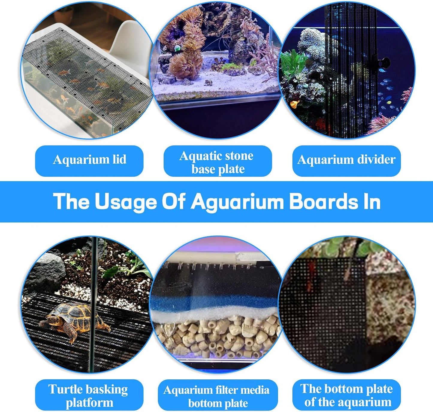 DIVINA VITAE 12Pcs Fish Tank Divider with 16 Suction Cups, 11.81 x 5.91inch Aquarium Divider Plastic Grid Sheet Adjustable Fish Tank Separator for DIY Filtration and Bottom Protection in Aquascaping