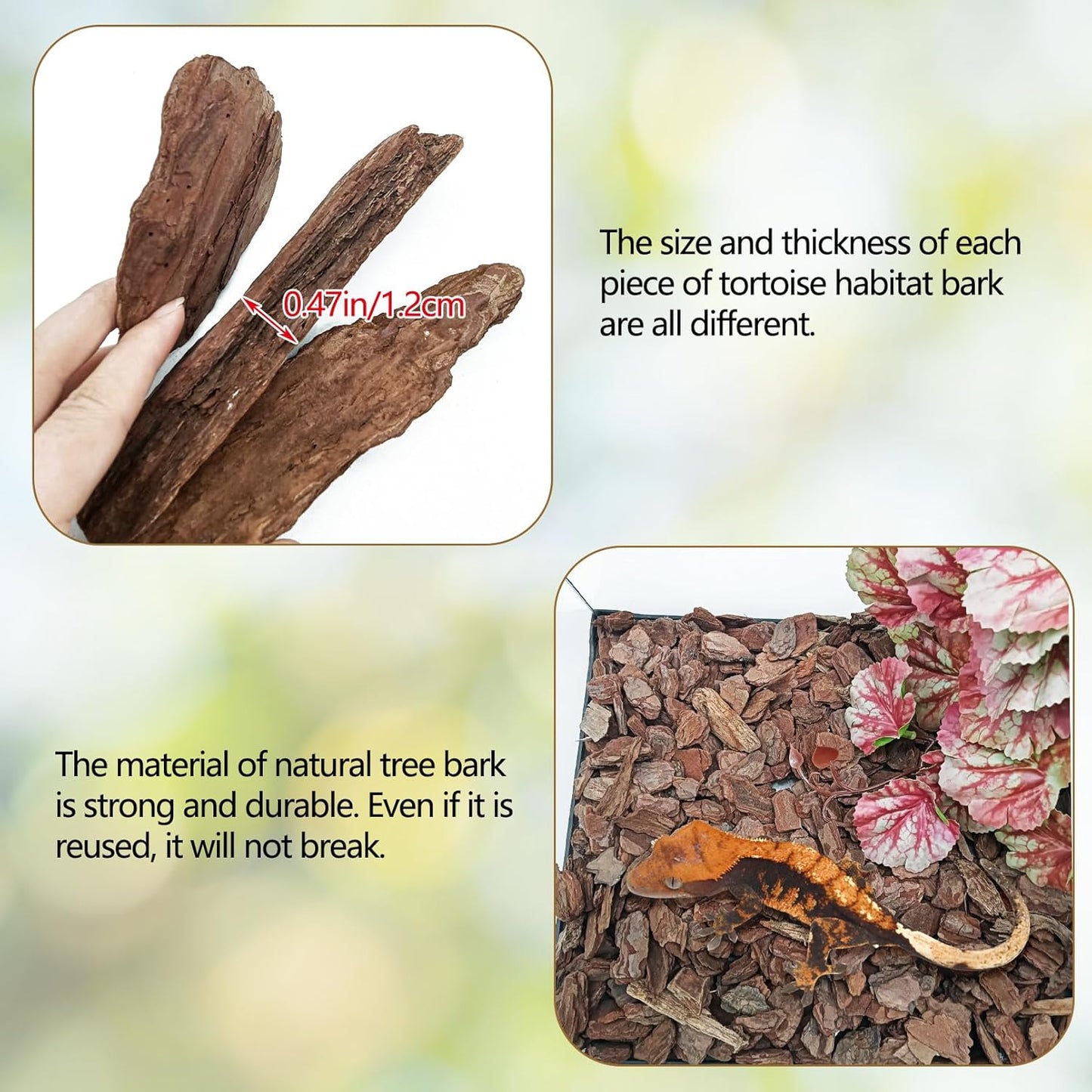 BNOSDM Reptile Pine Bark Substrate and Rectangle Basking Platform for Lizard