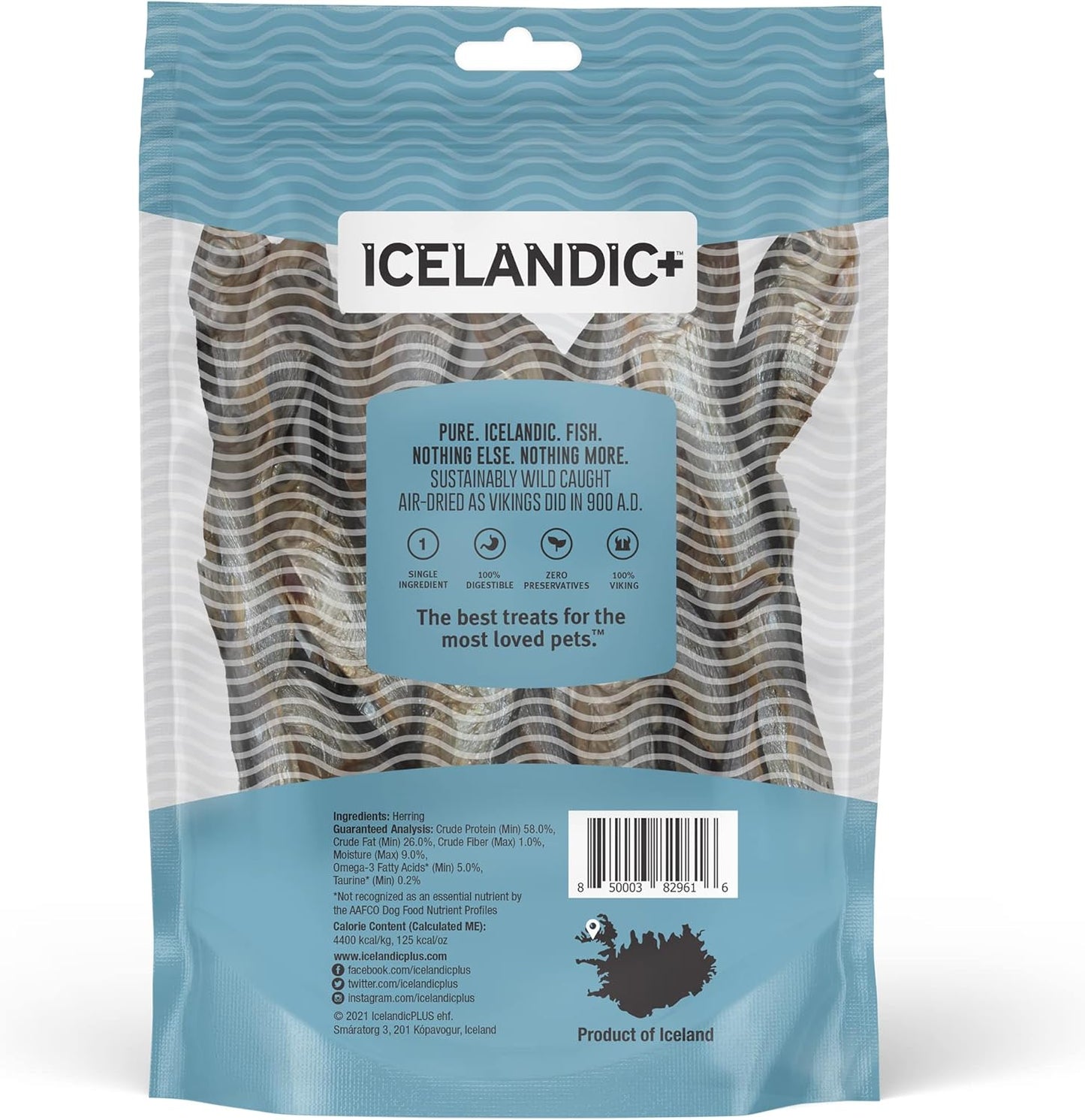 Icelandic+ Whole Fish Herring - 3oz Bag - Dog Treats, Pure Wild-Caught & Air-Dried, Single Ingredient Snack, Pet Chew, Just The Fish Nothing Else