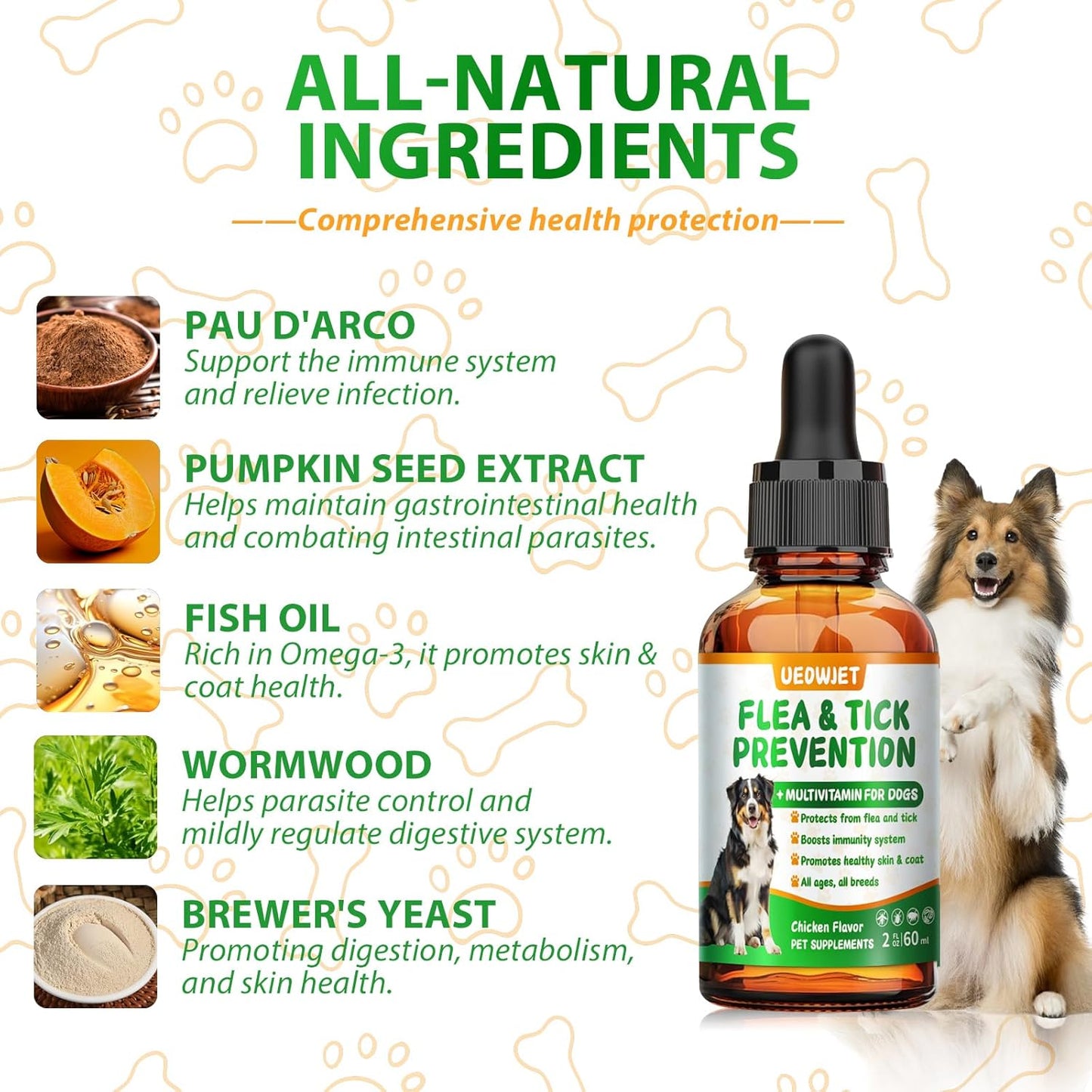 Dog Flеa and Tiсk Prevention for Dogs and Cats, Fleas Ticks Treatment for Dogs, Oral Support Supplement Pest Defense for All Breeds and Ages, Chicken Flavor, 2 Ounce