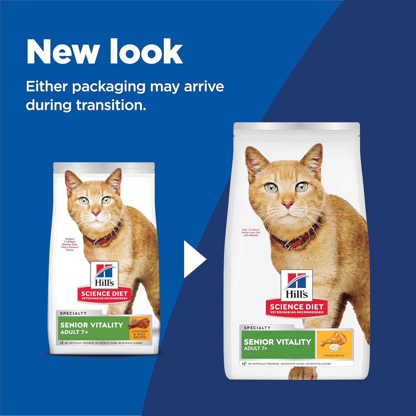 Hill's Science Diet Senior Vitality Adult 7+ Dry Cat Food, Chicken & Rice, 3 lb. Bag