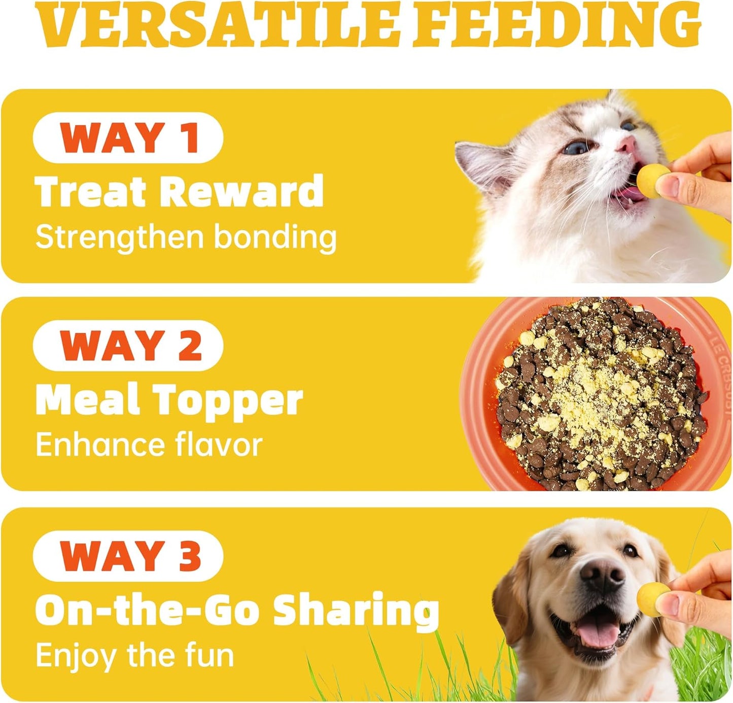 Wellix Freeze Dried Quail Eggs for Cats&Dog Treats - High-Protein Quail Egg Yolk Freeze Dried Cat Treats for Skin&Coat Health - Delicious Training Snacks for Pets 4.2oz