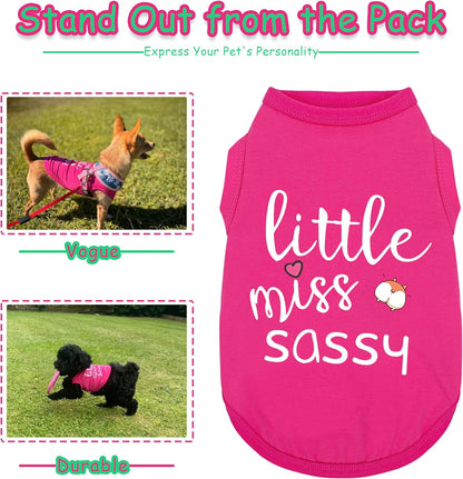 Paiaite Dog Clothes Fashionable Sleeveless Pet Vest: 'Little Miss Sassy' Printed Cotton Dog Shirt, Ideal for Small, Medium, and Large Breeds, Ensuring Comfort and Breathability Green S