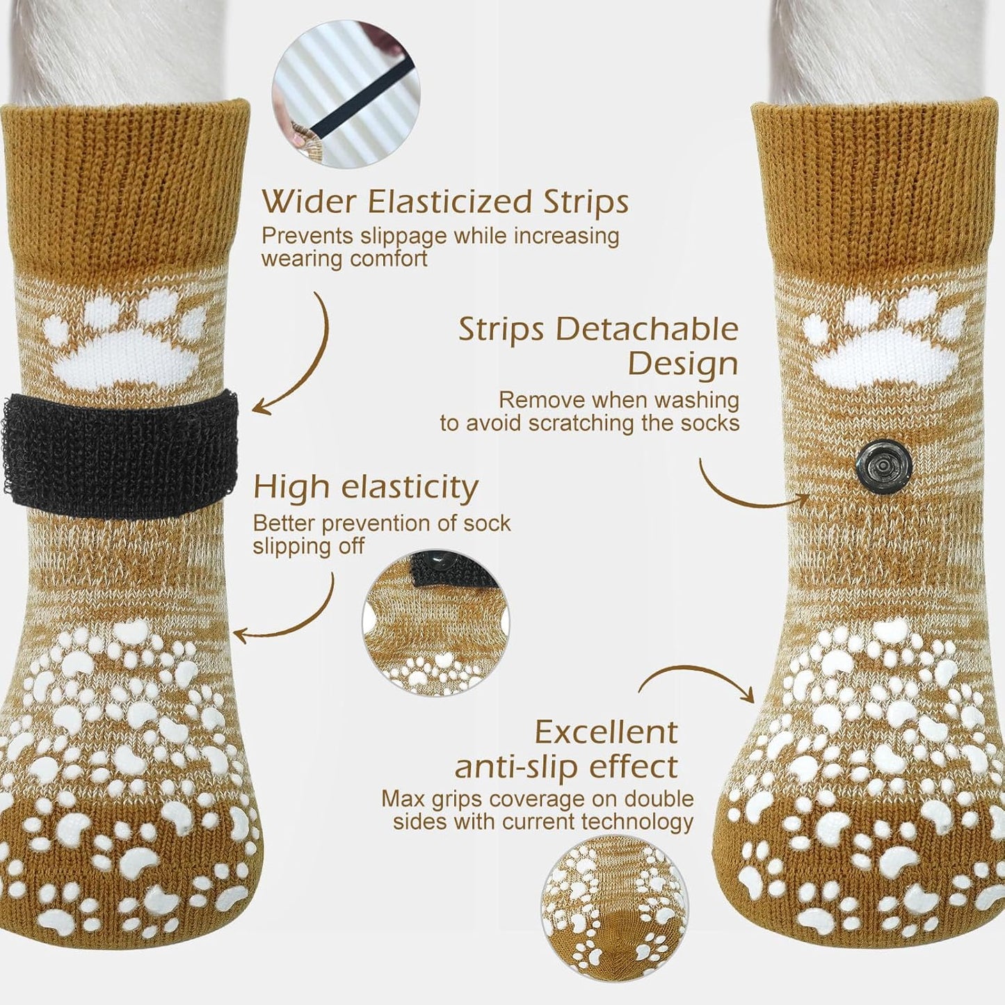 EXPAWLORER Anti Slip Dog Socks to Prevent Licking Paws, Dog Shoes for Hot Pavement, Dog Booties for Small Medium Large Senior Dogs, Traction Control Boots & Paw Protectors for Hardwood Floors