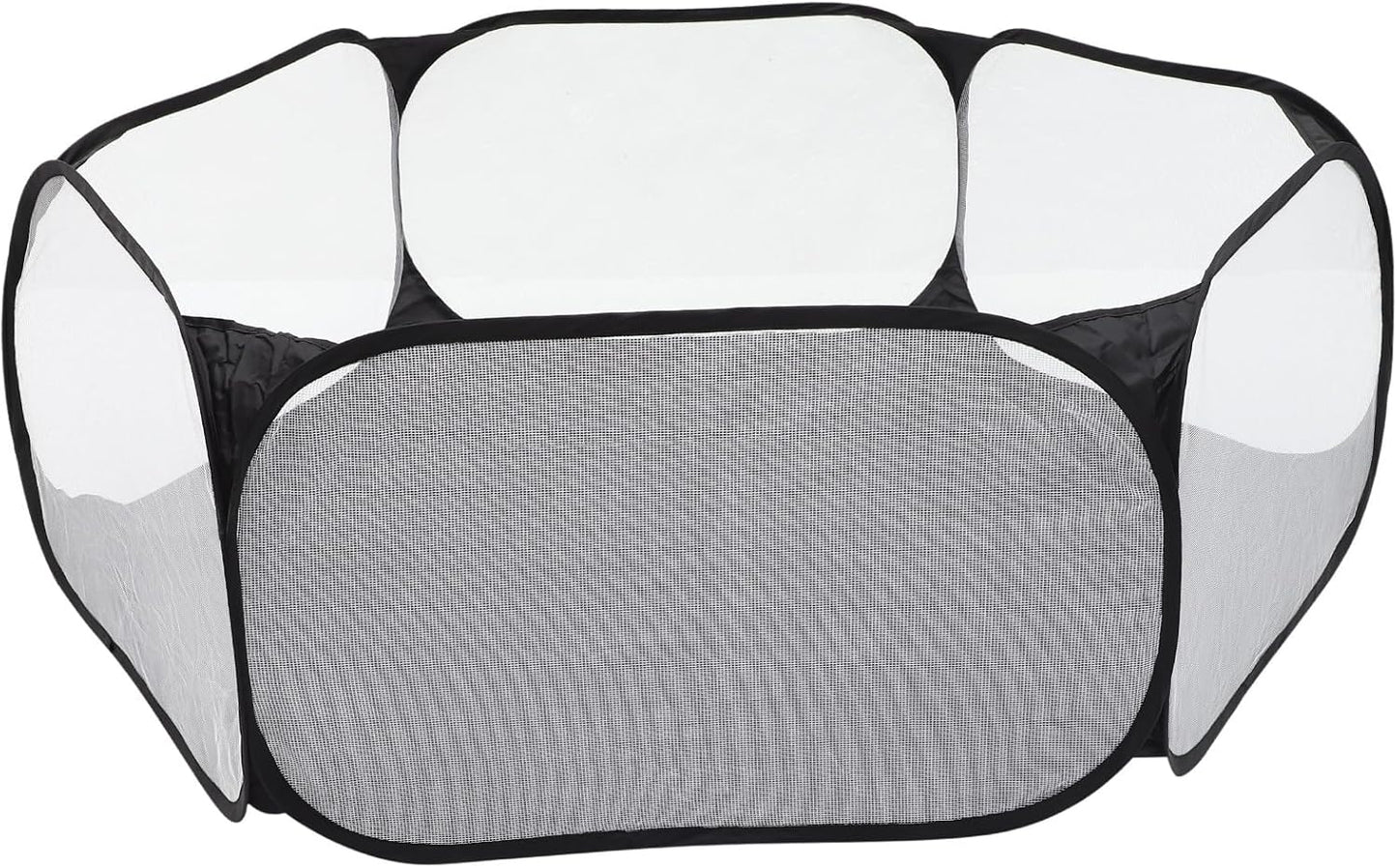 Pet Playpen Fence Foldable Hexagonal Reusable Safety Playpen for Small Pets with Polyester Mesh Fabric Indoor Outdoor Cat Dog Exercise Enclosure