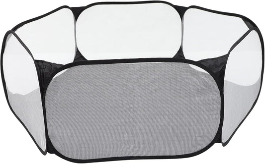 Pet Playpen Fence Foldable Hexagonal Reusable Safety Playpen for Small Pets with Polyester Mesh Fabric Indoor Outdoor Cat Dog Exercise Enclosure