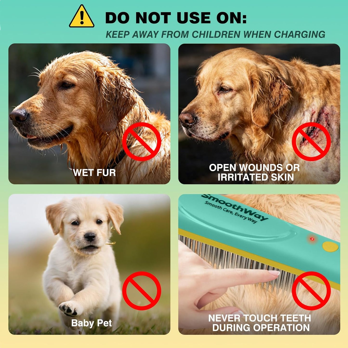 Professional 3-Row Tick & Flea Comb for Dogs & Cats - Stainless Steel Teeth with Negative Ion Anti-Static | Detangling Grooming Tool for Poodles, Shih Tzus & Long Haired Pets