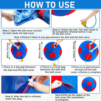 Giant Herding Ball with Ball Cover Anti Burst Please Watch VCR for How to Inflation Horse Toys for Horses Entertainment Play, Pump Included (Stylish,40 Inch,Blue)