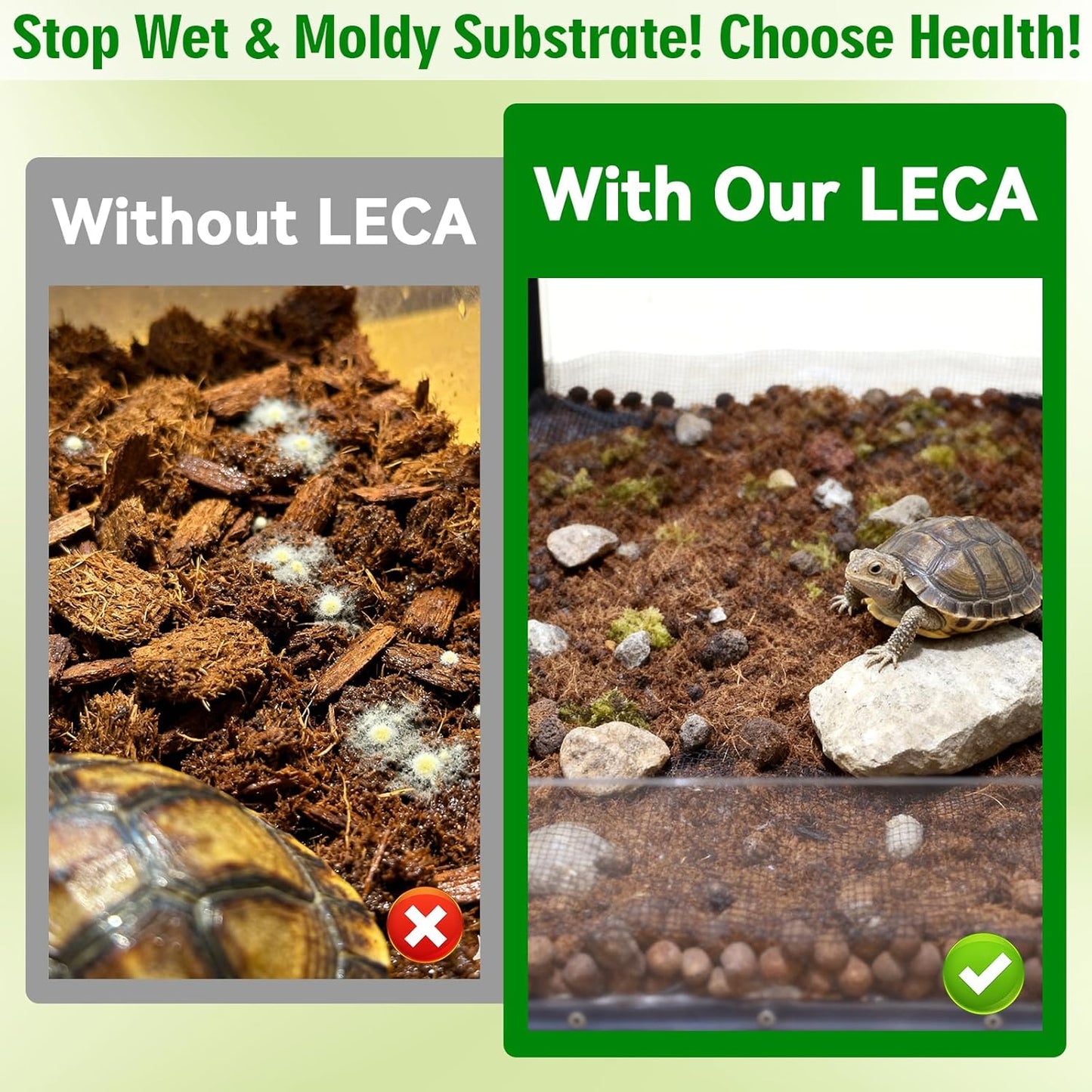 Halatool Reptile Substrate 2QT Clay Pebbles Terrarium Bedding for Reptiles Organic Clay Balls Bioactive Drainage Layer for Terrariums & Vivariums Leopard Gecko Tortoise Frog Lizard Ball Python