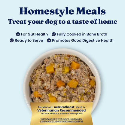 Solid Gold Homestyle Meals Wet Dog Food - Soft Food for Dogs w/Beef, Bone Broth & Superfoods for Gut Health Support - Dog Toppers for Dry Kibble - Fresh Refrigerated Full Meal Replacement - 9oz/6ct