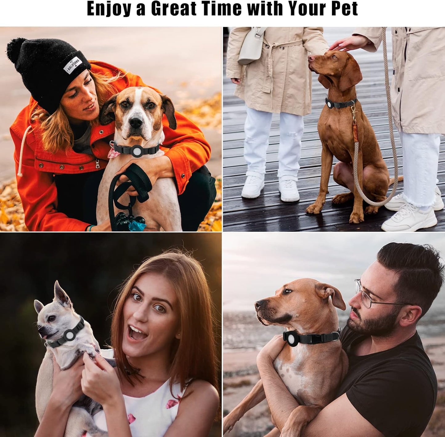 Compatible with Airtag Dog Collar, Adjustable Air Tag Dog Collar with Durable Quick Snap Buckle, Imitation Nylon Dog Collar with Waterproof Apple Airtag Holder for Small Dogs (S（6"-16"）, Black)