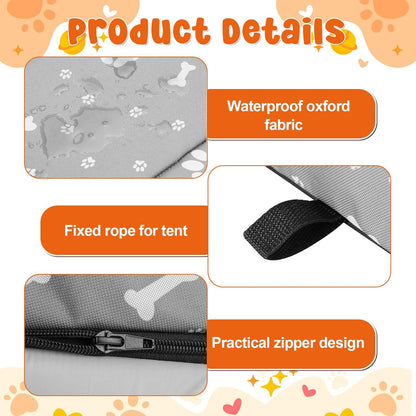 4Pcs Cat Houses for Outdoor Stray Cats Shelter Weatherproof Outdoor Cat House Indoor Foldable Warm Pet Cave with Paw Print for Feral Cat Dog Winter Wild Animal(Grey, Small)