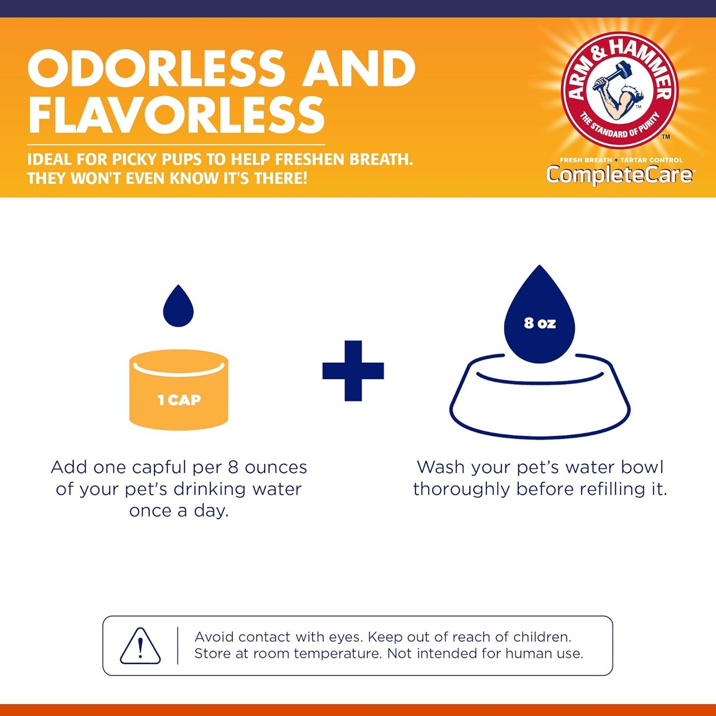 Arm & Hammer Complete Care Dental Water Additive for Dogs, Dog Breath Freshener, Dog Mouth Wash or Dental Rinse, Simply Add to Pet Drinking Water for Fresher Breath, 16 FL OZ