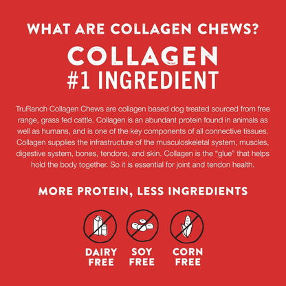 TRURANCH 6" Collagen Rolls, Roast Beef, 1 Bag, 3 Count, Holiday Limited Edition, Stocking Stuffer All-Natural Hydrolyzed Collagen, Rawhide Free, for Small, Medium and Large Dogs