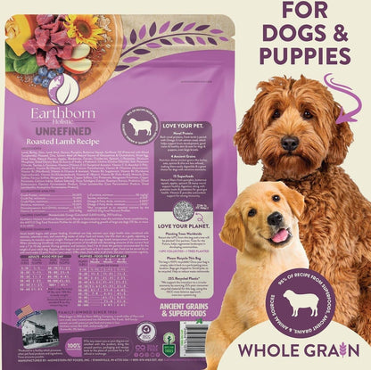 Earthborn Holistic Unrefined Roasted Lamb Recipe with Ancient Grains & Superfoods Dry Dog Food (4 Pounds)
