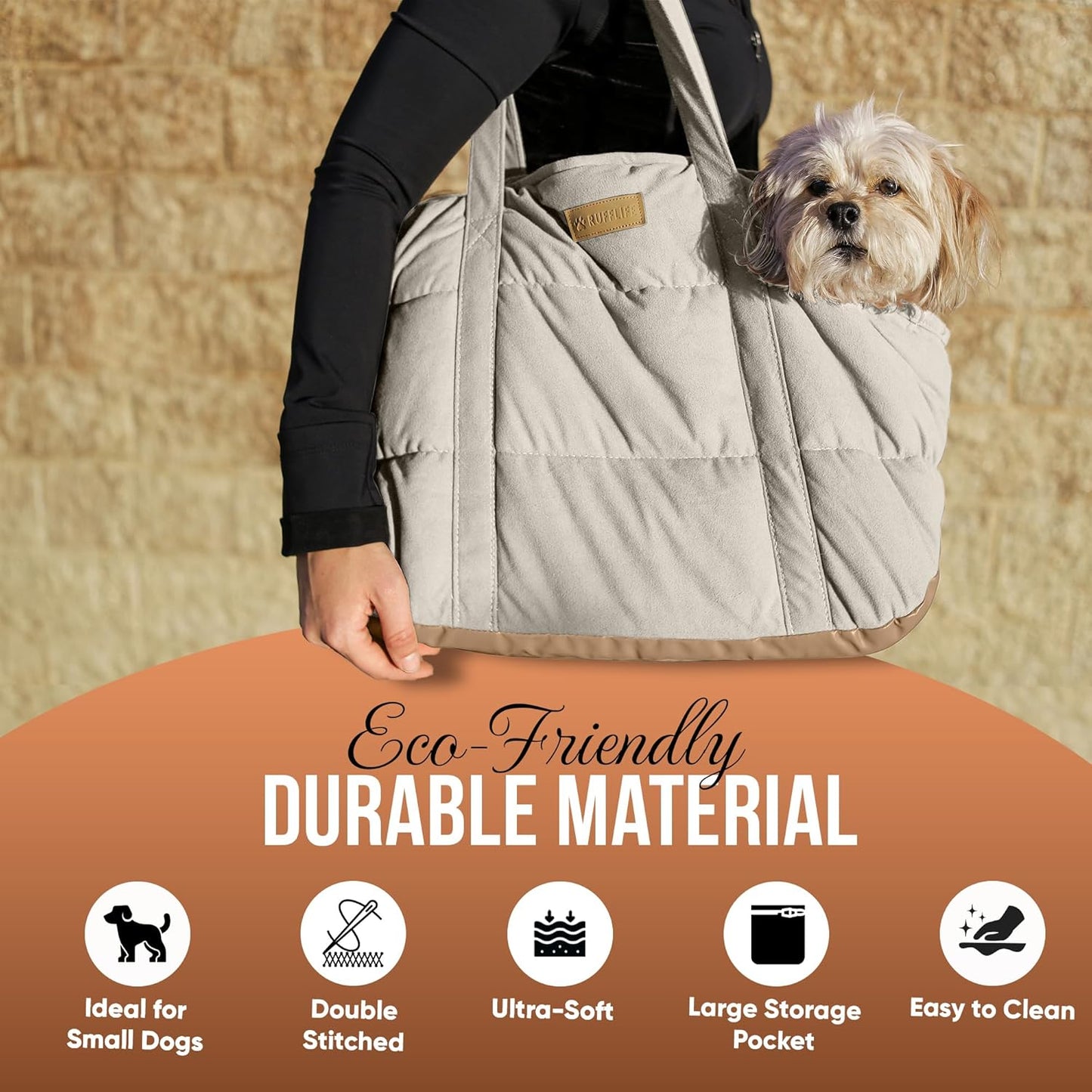 NoblePup Cozy Plush Dog Purse Carrier for Small Dogs - Dog Carrier Purse with Secure Harness Clip, Dog Tote Bag for Small Dogs and Puppies - White 2.0