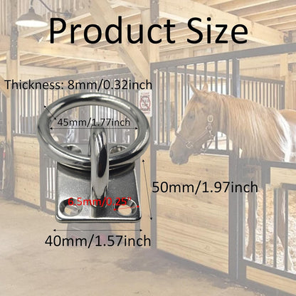 2Pcs M8*60 Stainless Steel Cross Tie Ring for Horse, Wall Mount Block Tie Rings for Horse Stall Stable Barn Supplies Equestrian Hitching Ring Hardware