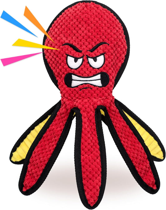 Dog Toys for Aggressive Chewers, Octopus Squeaky Puppy Toys, Stuffing Free Plush Chew Toys for Large Medium and Small Dogs, Interactive Tug Dog Toys to Keep Them Busy